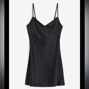 Divided Black Satin Slip Midi Dress